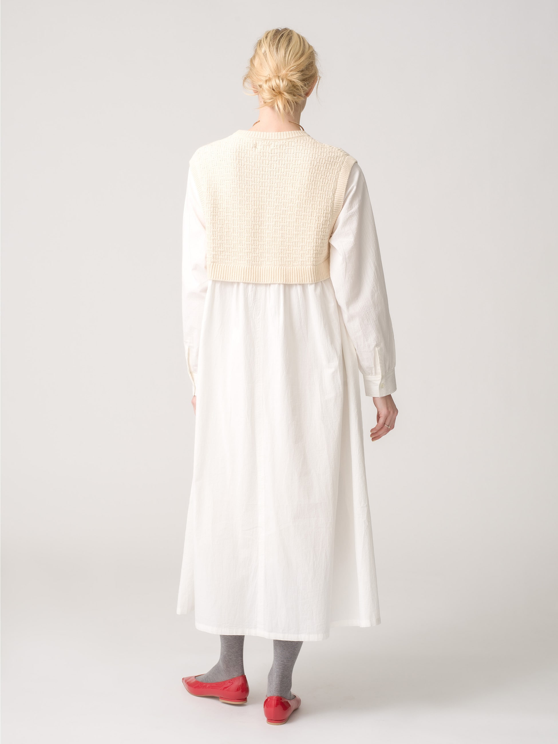 Knit Vest Layered Dress 詳細画像 ivory 3