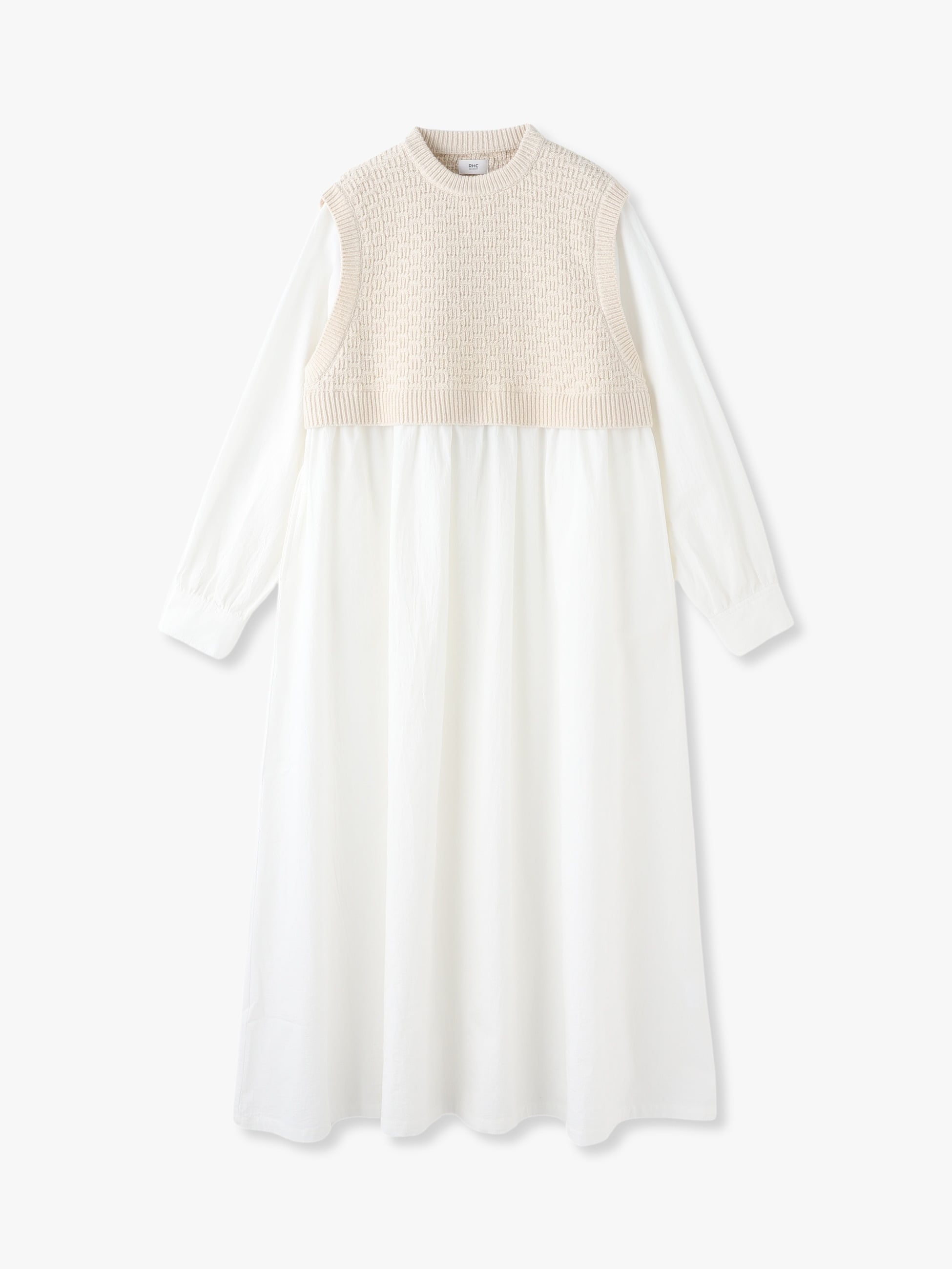Knit Vest Layered Dress 詳細画像 ivory 5