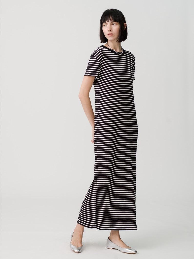 Striped Rib Dress 詳細画像 black