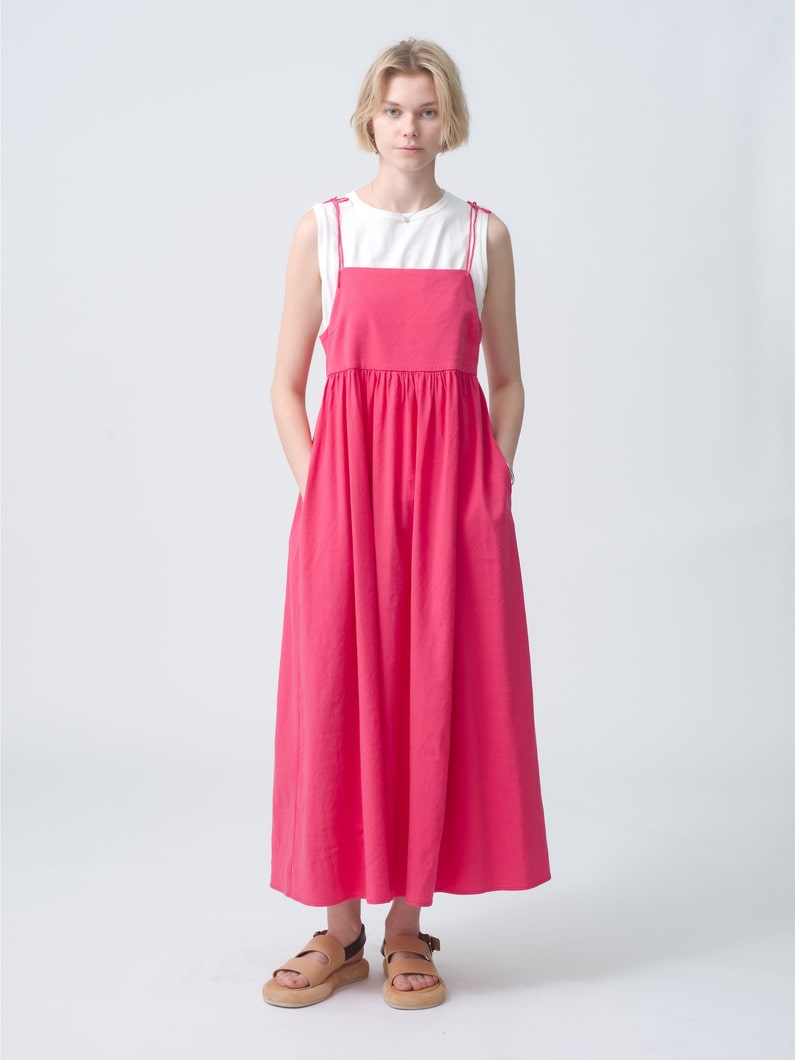 Shoulder Ribbon Camisole Dress 詳細画像 pink
