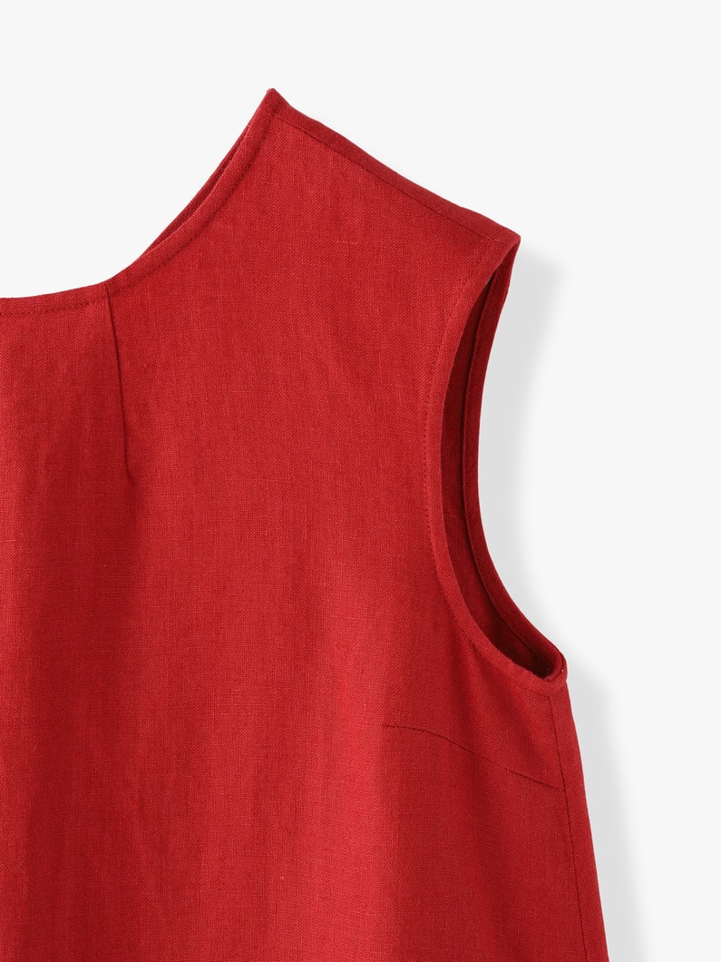 Linen Sleeveless Dress 詳細画像 red 2