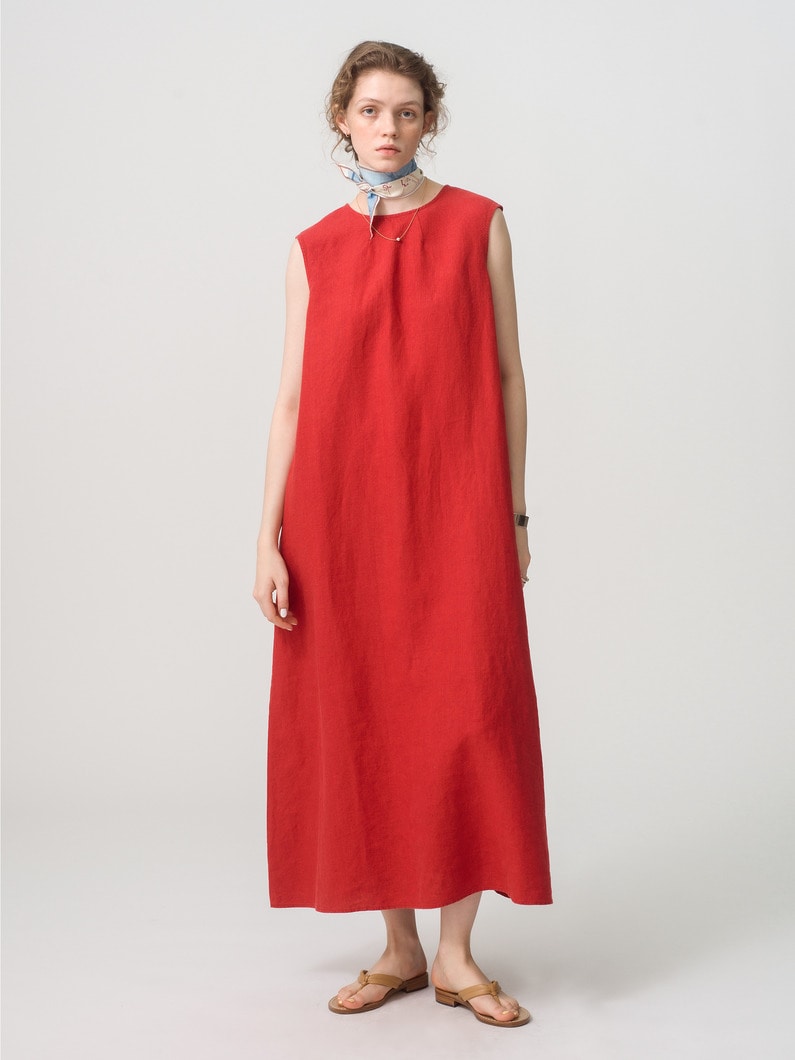 Linen Sleeveless Dress 詳細画像 red 1