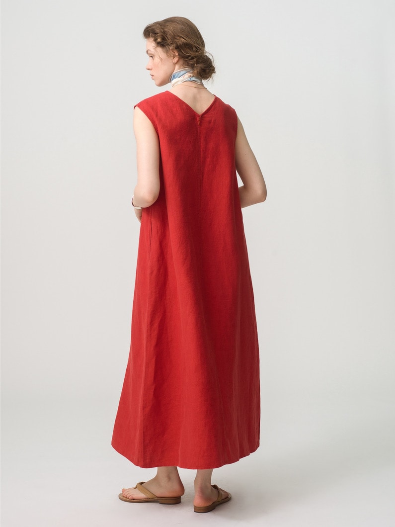 Linen Sleeveless Dress 詳細画像 red 3