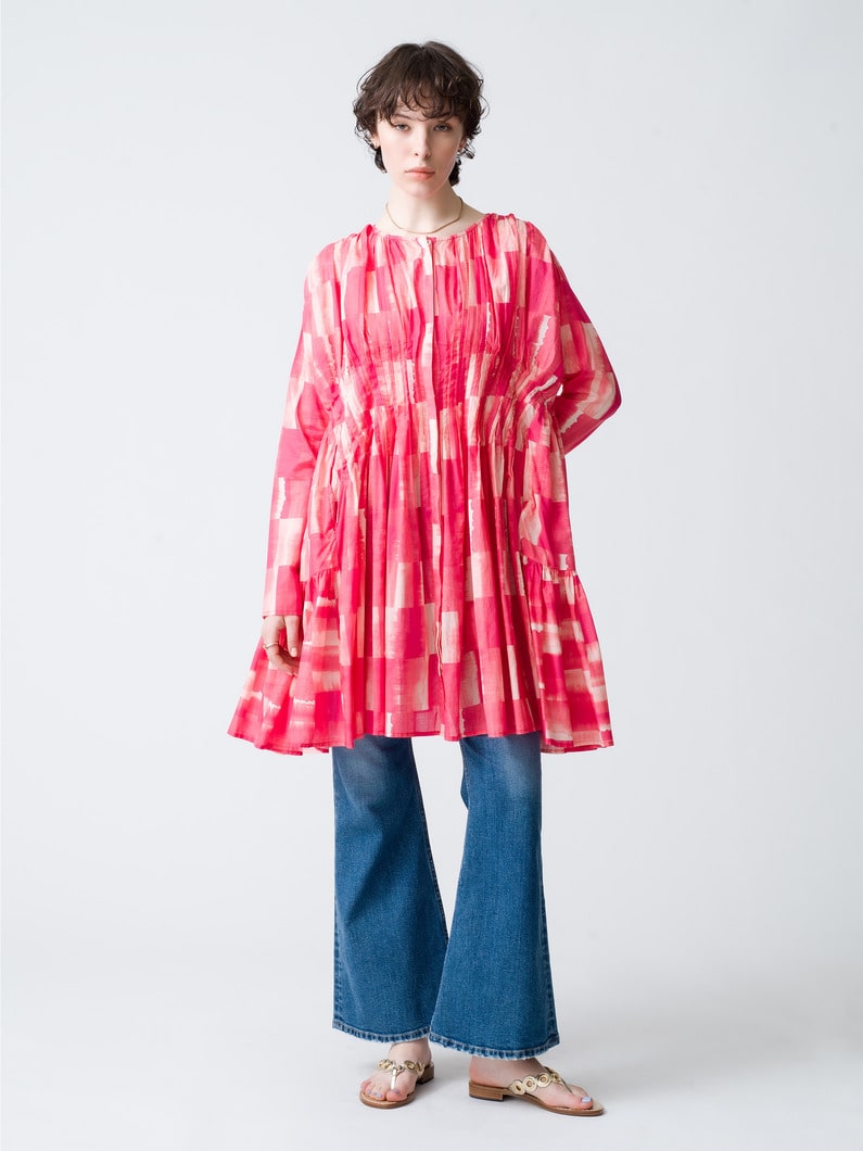 Martel Pleated Print Dress 詳細画像 pink 1