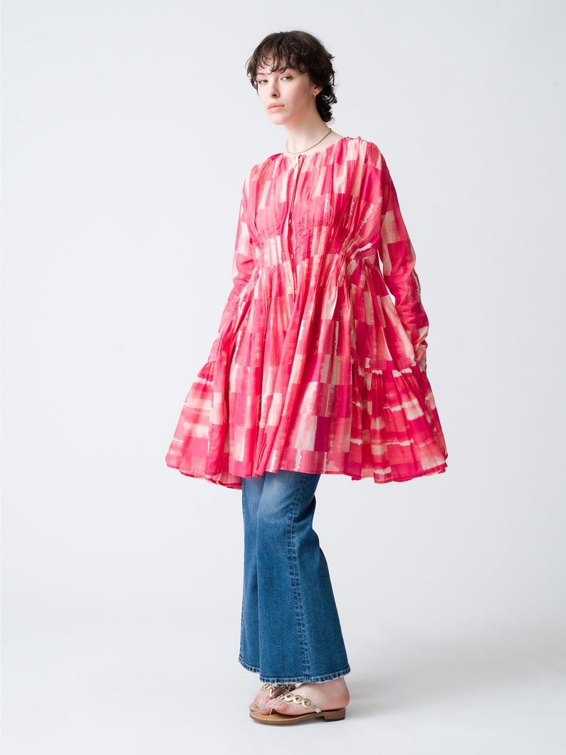 Martel Pleated Print Dress 詳細画像 pink 2