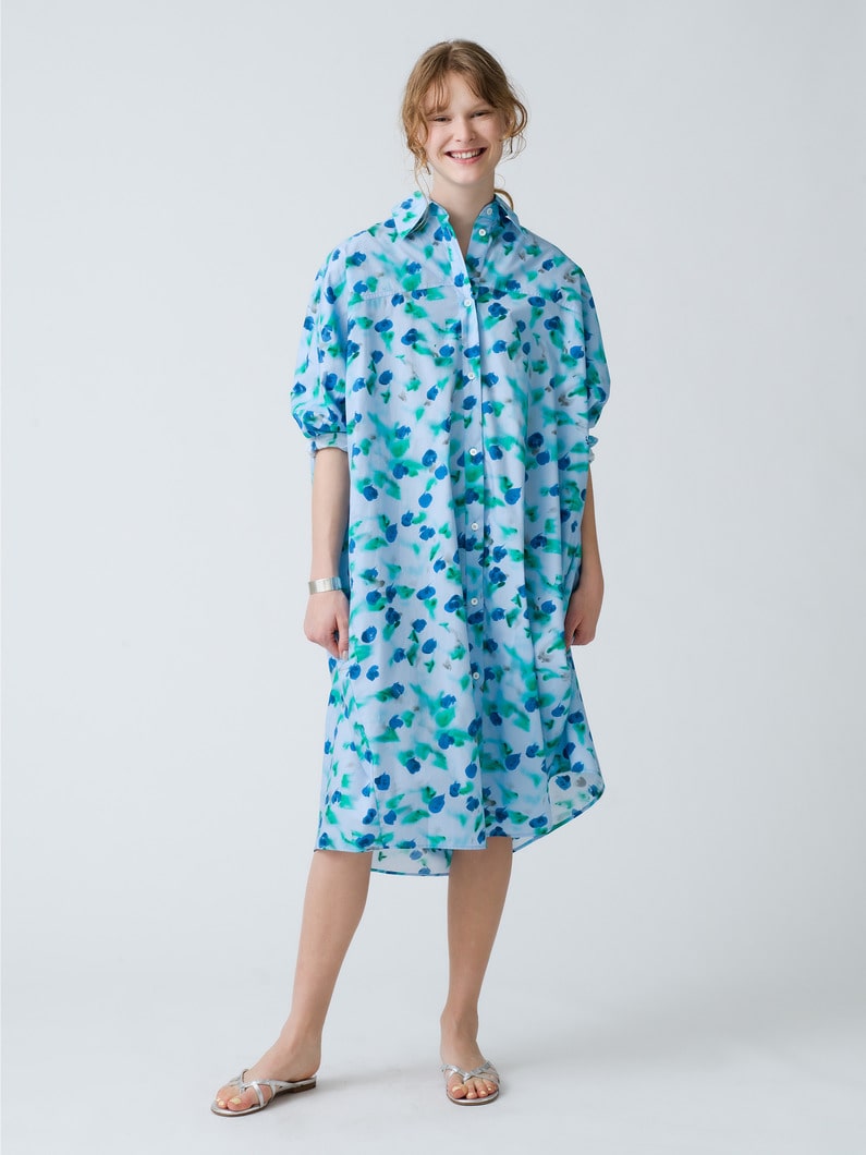 Floral Print Shirt Dress 詳細画像 blue 2
