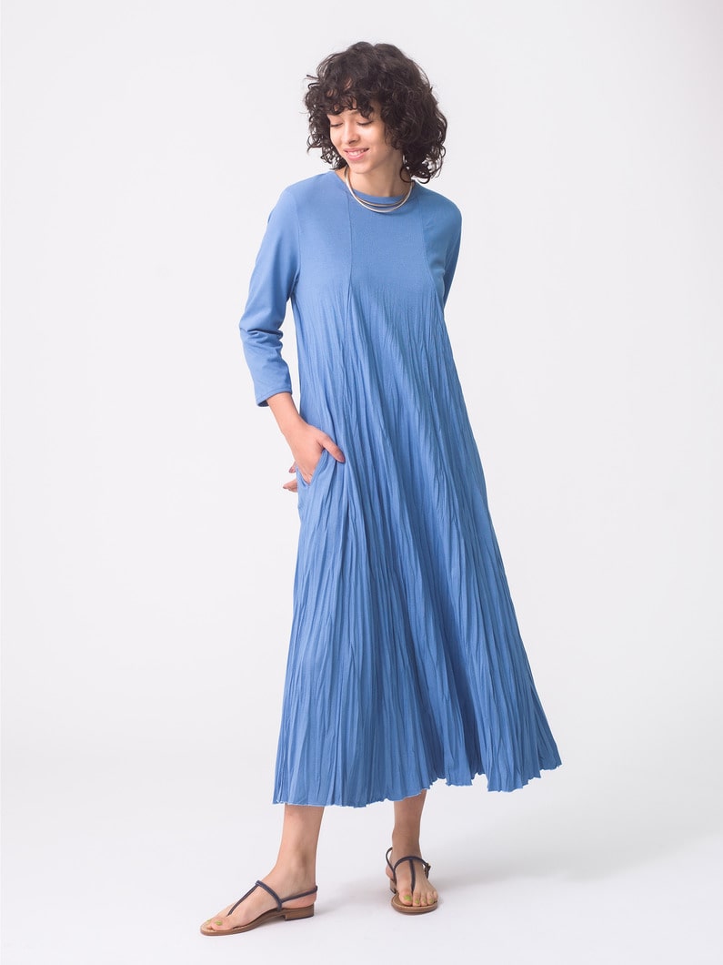 Wrinkle Long Sleeve Dress 詳細画像 blue 1