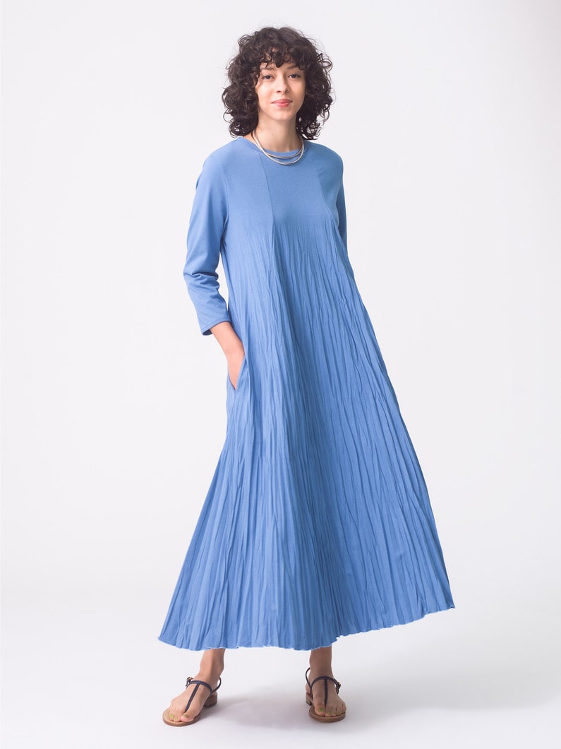 Wrinkle Long Sleeve Dress 詳細画像 blue 2
