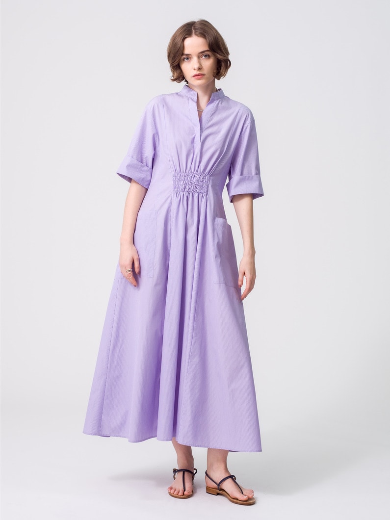 Color Striped Shirt Dress 詳細画像 light purple
