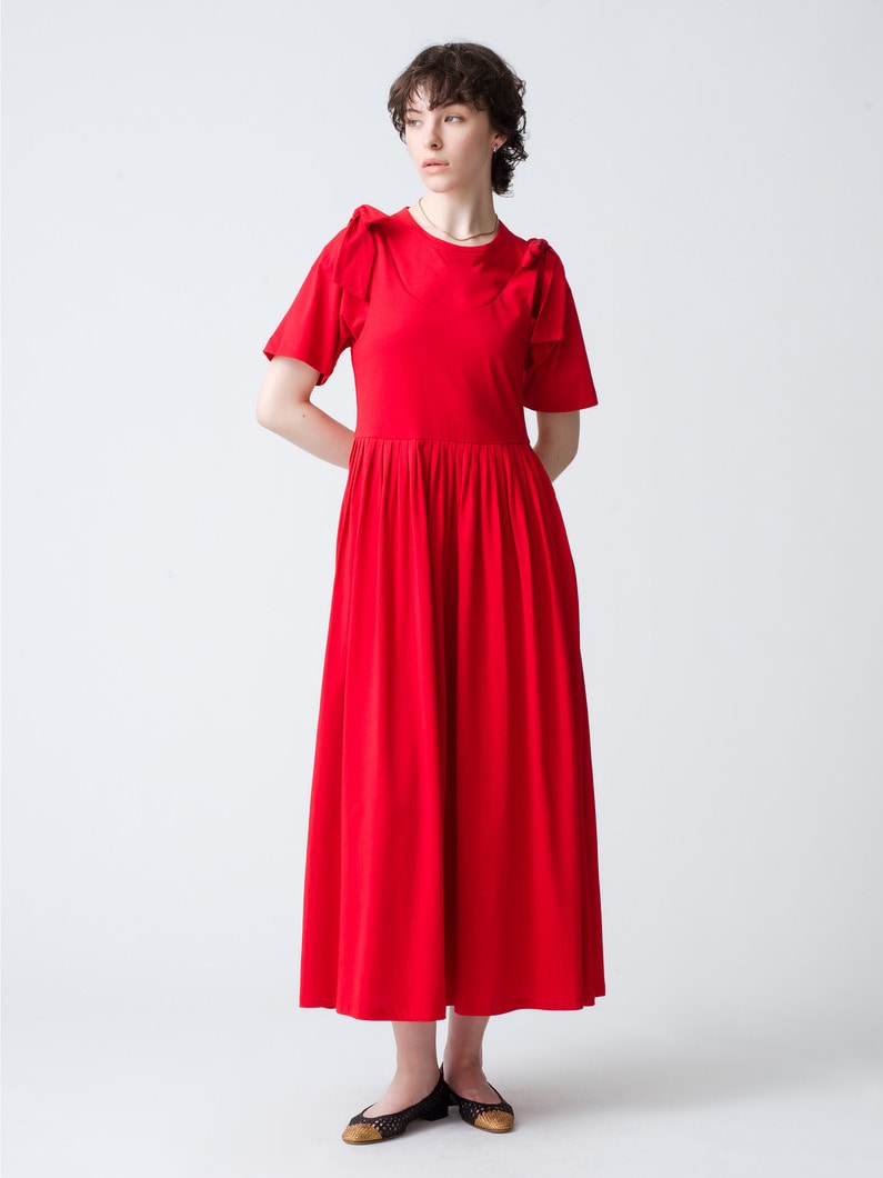 Shoulder Ribbon Dress (red/black) 詳細画像 red