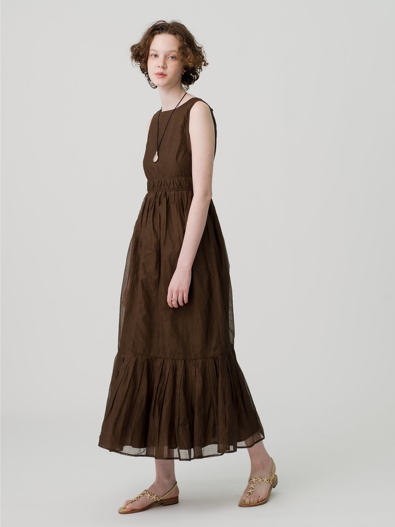 Sheer Starched Cotton Dress 詳細画像 brown 2