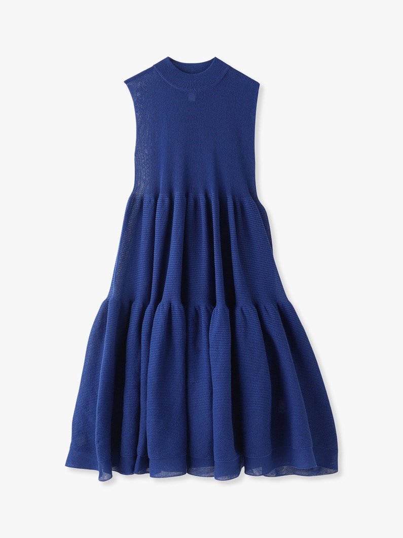 Cascades Sleeveless Tiered Dress (white/blue) 詳細画像 blue