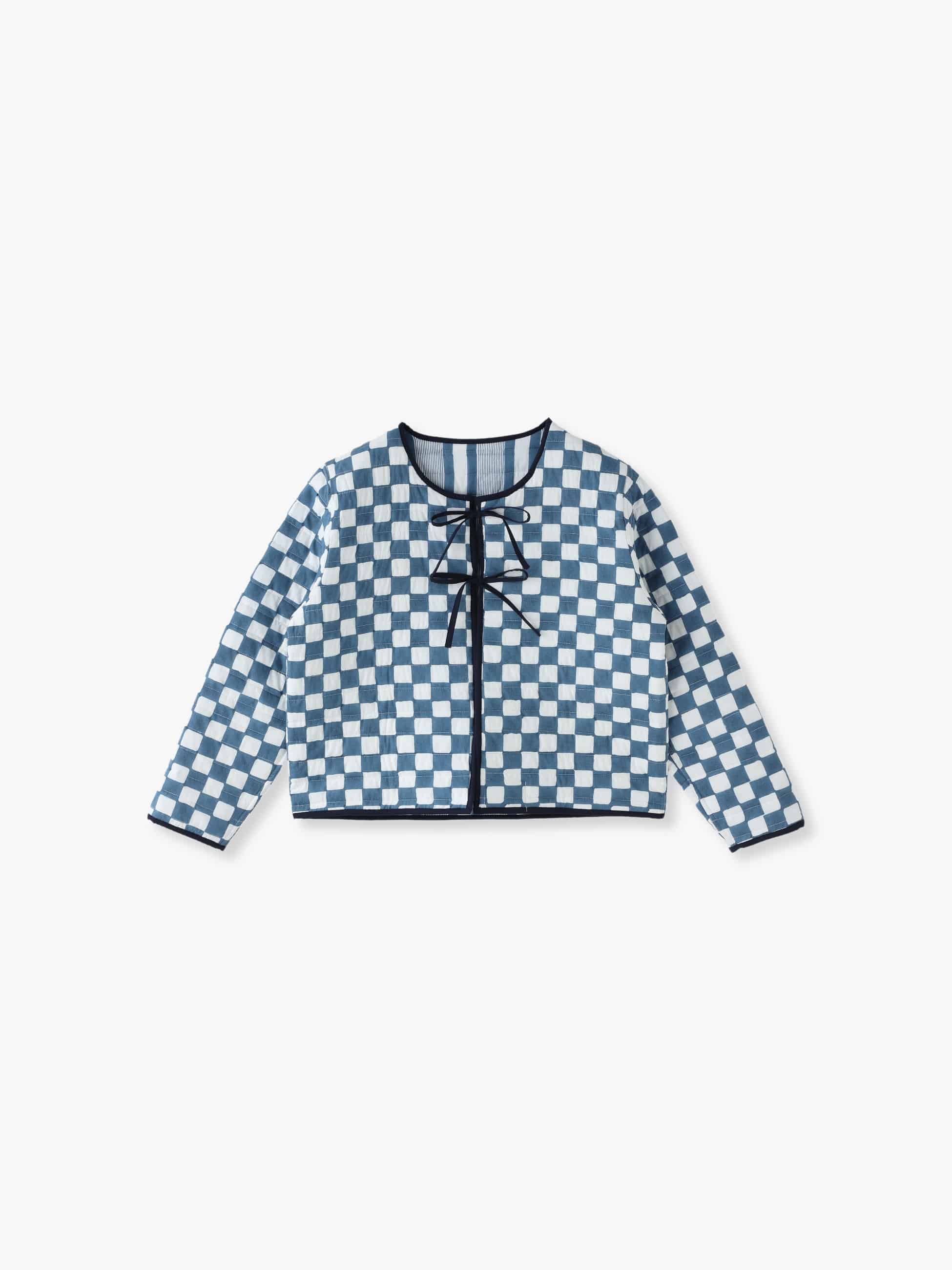 Seaside Striped＆Checkered Print Quilted Reversible Jacket｜SZ ...