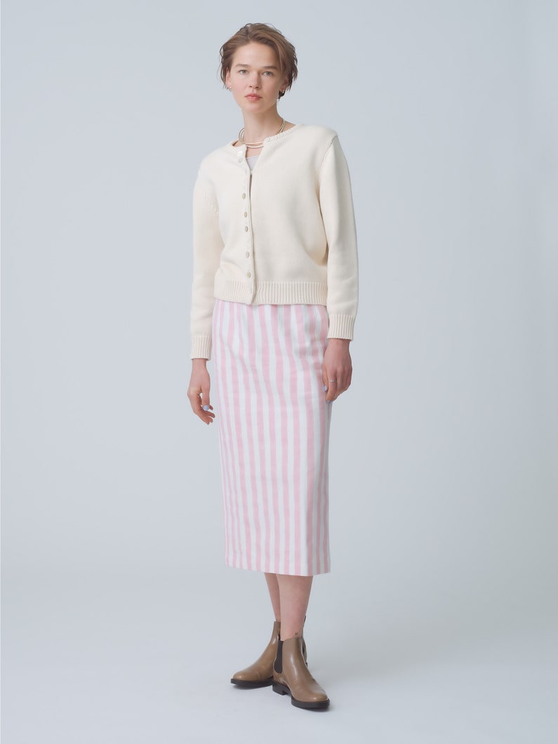Thick Striped Canvas Skirt 詳細画像 pink 1