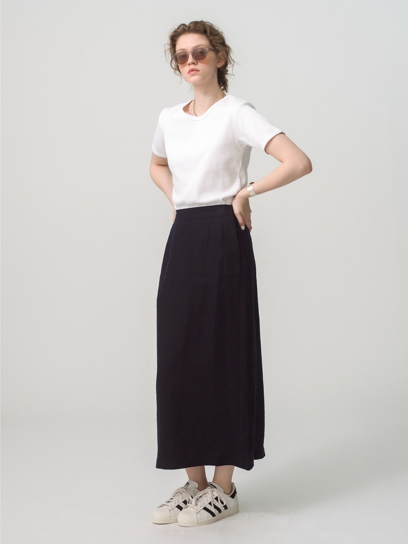 Linen Skirt 詳細画像 dark navy