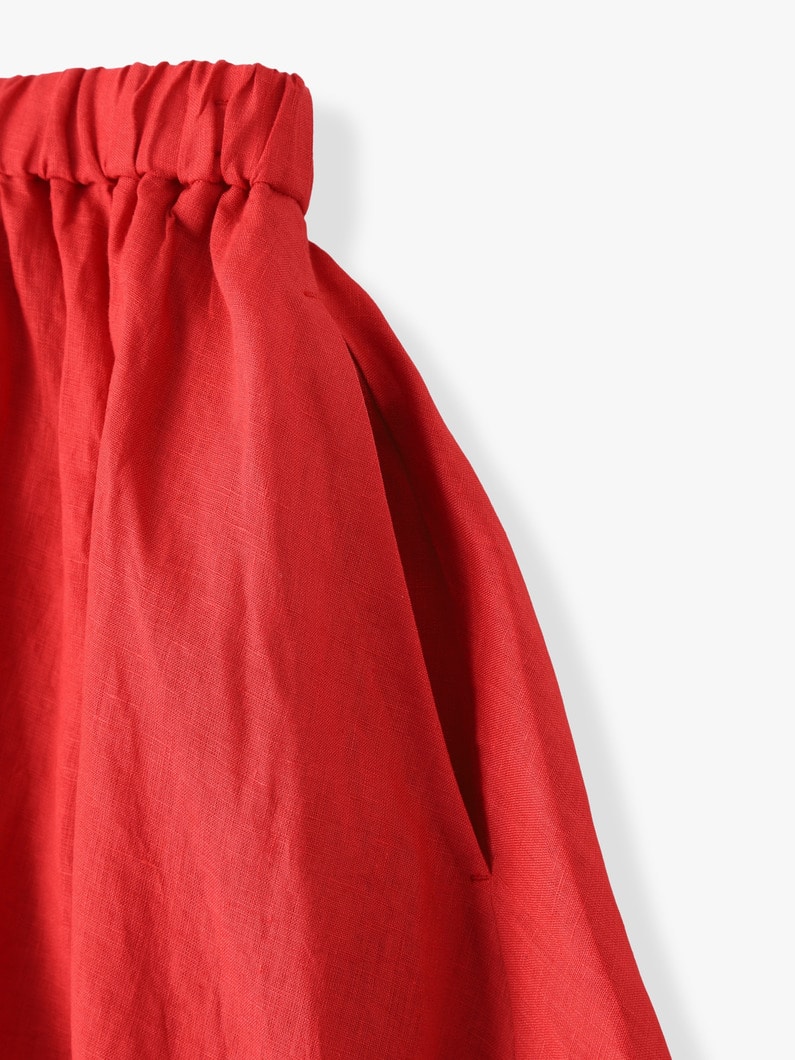Natural Dyed Linen Lawn Gatherd Skirt (red/white/black) 詳細画像 white 2