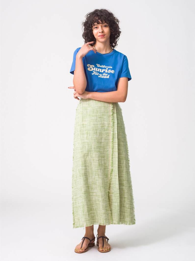 Collar Tweed Maxi Skirt (green) 詳細画像 green 1