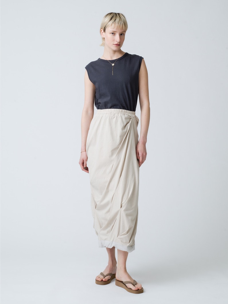 Layered Tuck Skirt (beige / cream) 詳細画像 beige 2