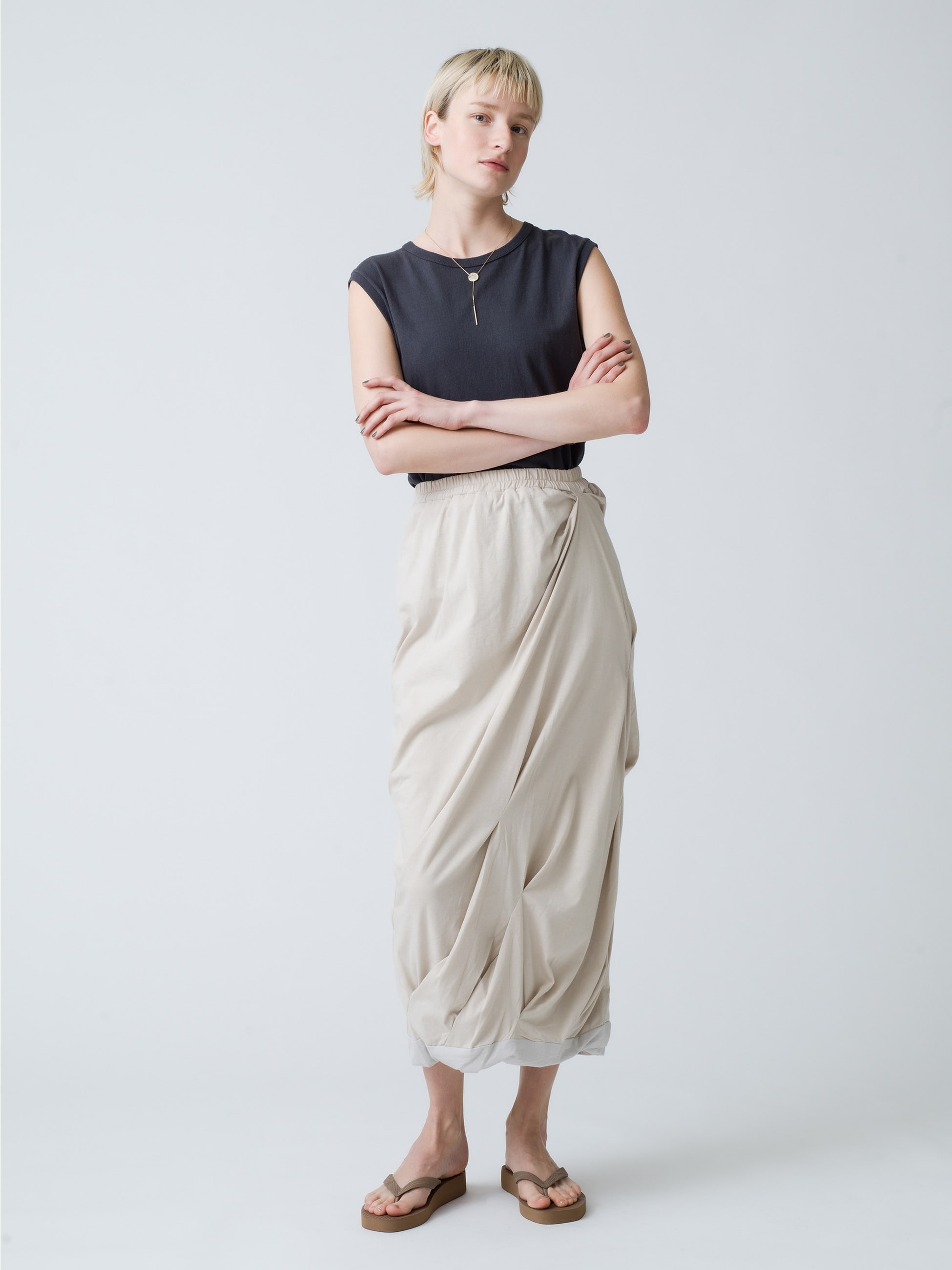 Layered Tuck Skirt (beige / cream)｜JANE SMITH(ジェーン スミス)｜Ron Herman