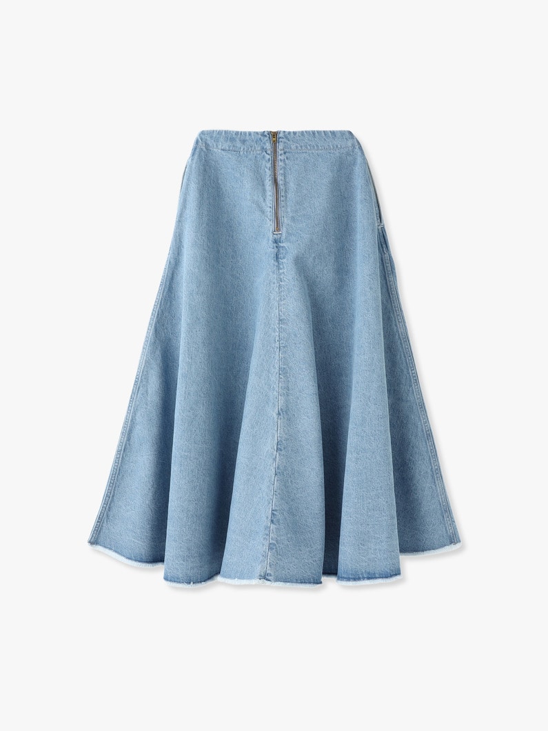Maxi Flare Denim Skirt (white/faded blue) 詳細画像 white 1