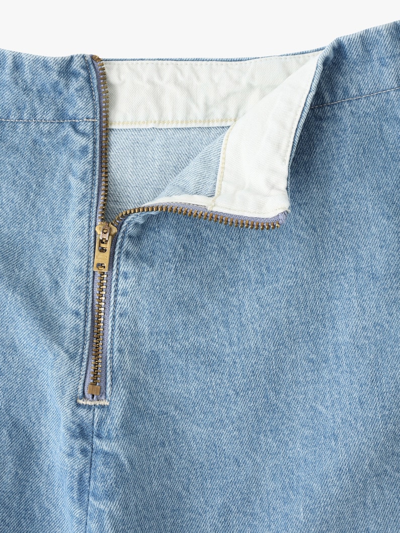 Maxi Flare Denim Skirt (white/faded blue) 詳細画像 white 3