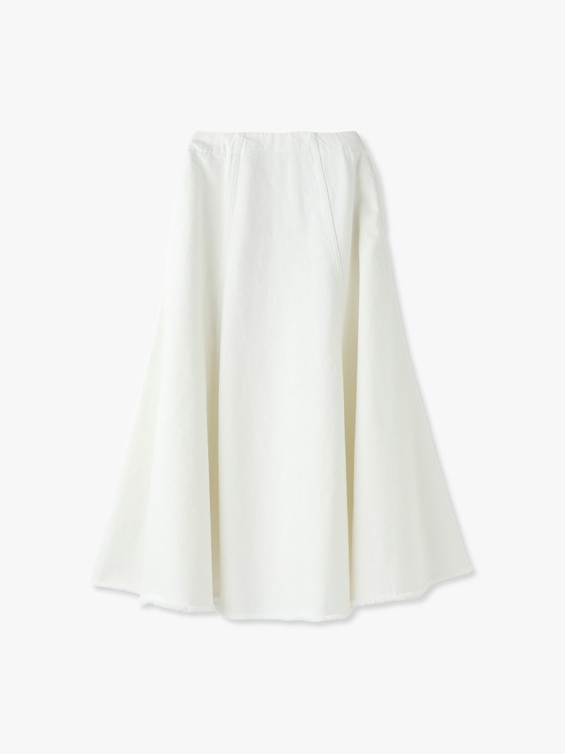 Maxi Flare Denim Skirt (white/faded blue) 詳細画像 white