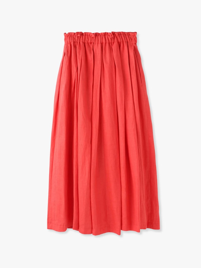 Random Pleats Linen Skirt (ivory/red/black) 詳細画像 red 2