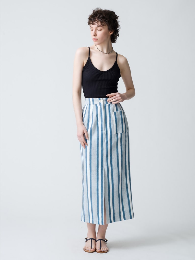 Seaside Striped Canvas Skirt 詳細画像 blue 2