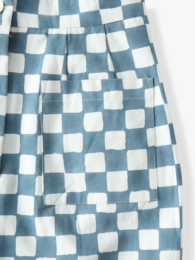 Double Checked Print Canvas Skirt  詳細画像 blue 3