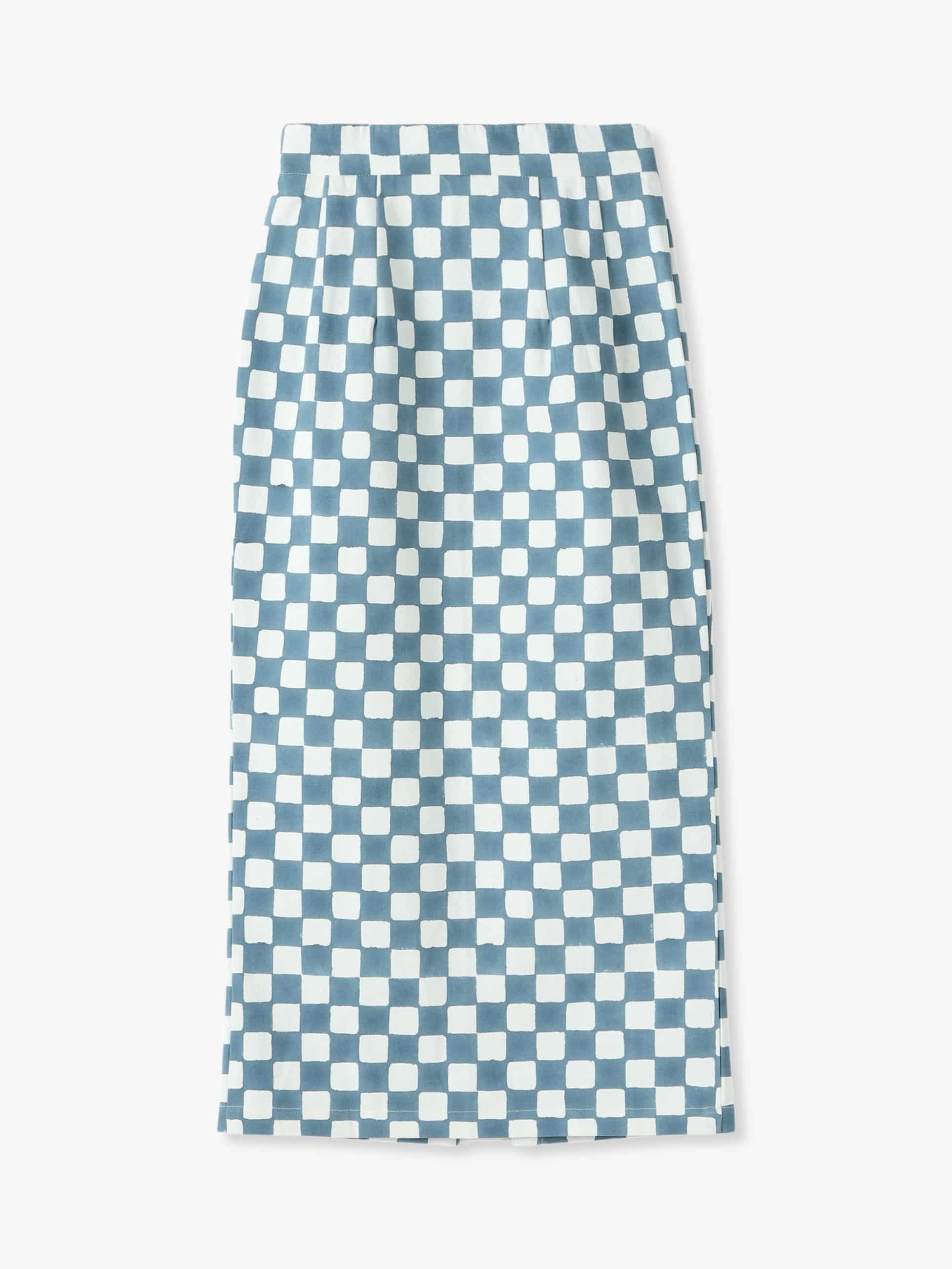 Double Checked Print Canvas Skirt