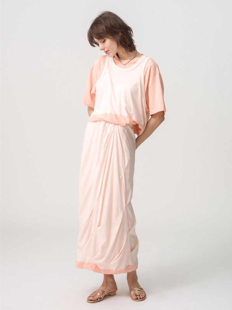 Layered Tuck Skirt (pink) 詳細画像 pink 1