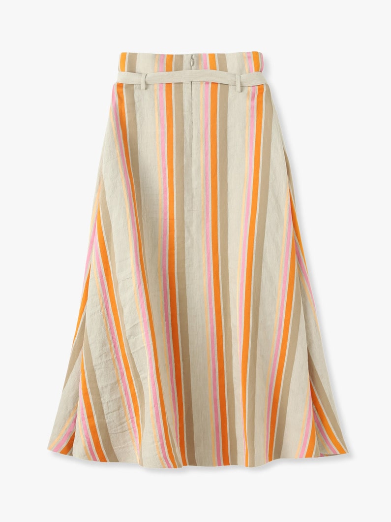 Linen Bright Striped Skirt 詳細画像 beige 1