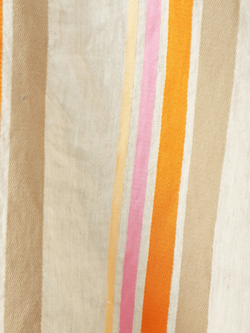 Linen Bright Striped Skirt 詳細画像 beige 5