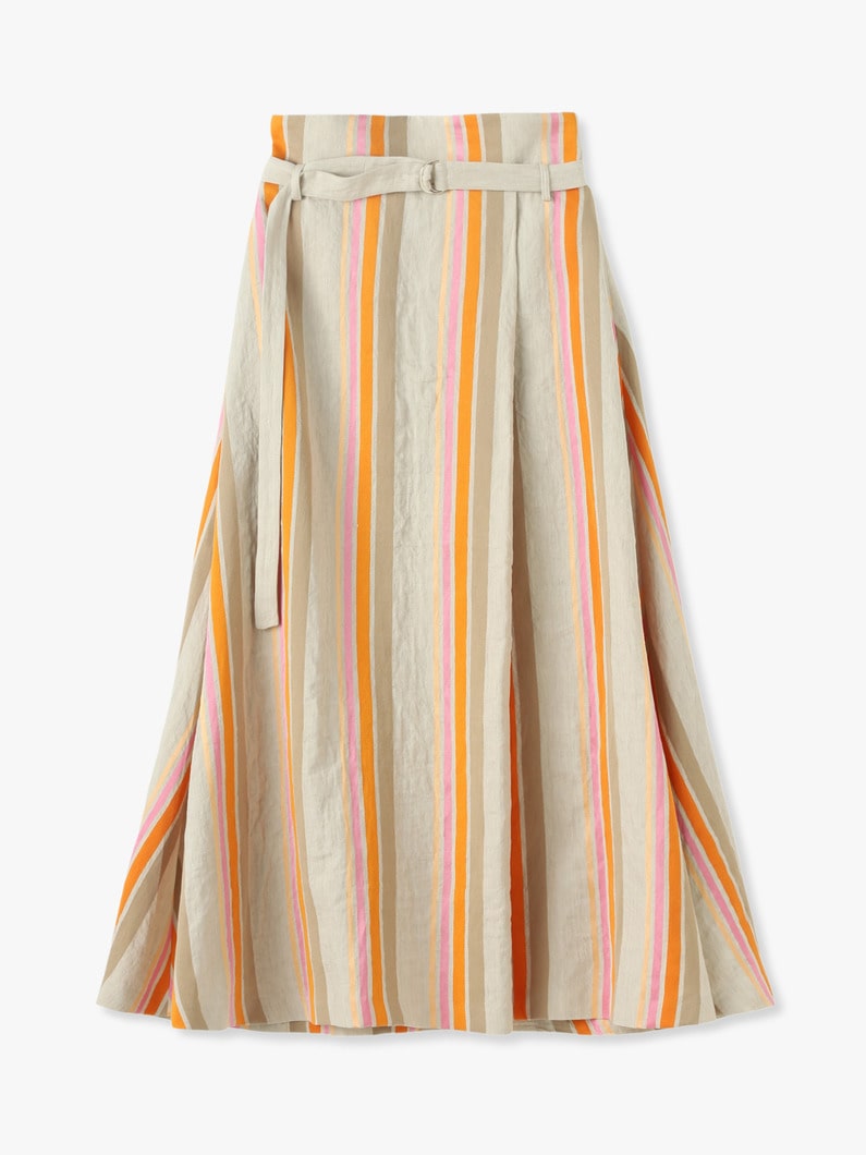 Linen Bright Striped Skirt 詳細画像 beige 1