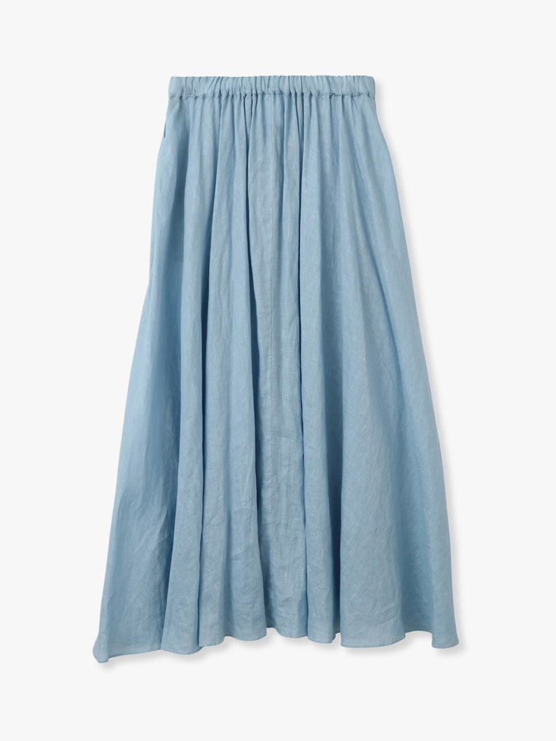 Natural Dyed Linen Lawn Gatherd Skirt (blue) 詳細画像 blue 1