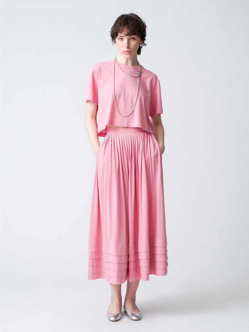 Tuck Pleats Skirt (pink/red/black) 詳細画像 pink