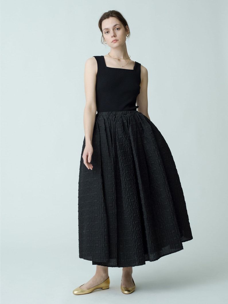 Bulge Jacquard Gather Skirt (black) 詳細画像 black 2