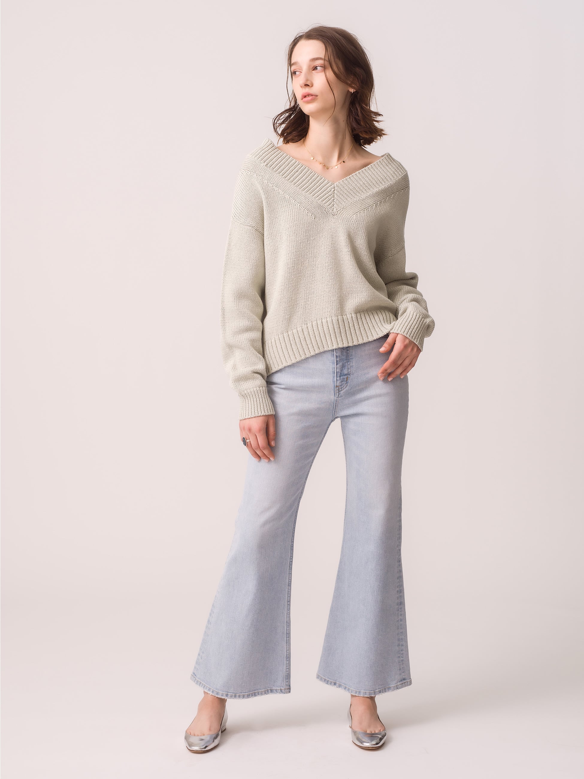 16,600円Organic Cotton Stretch Flare Denim Pants