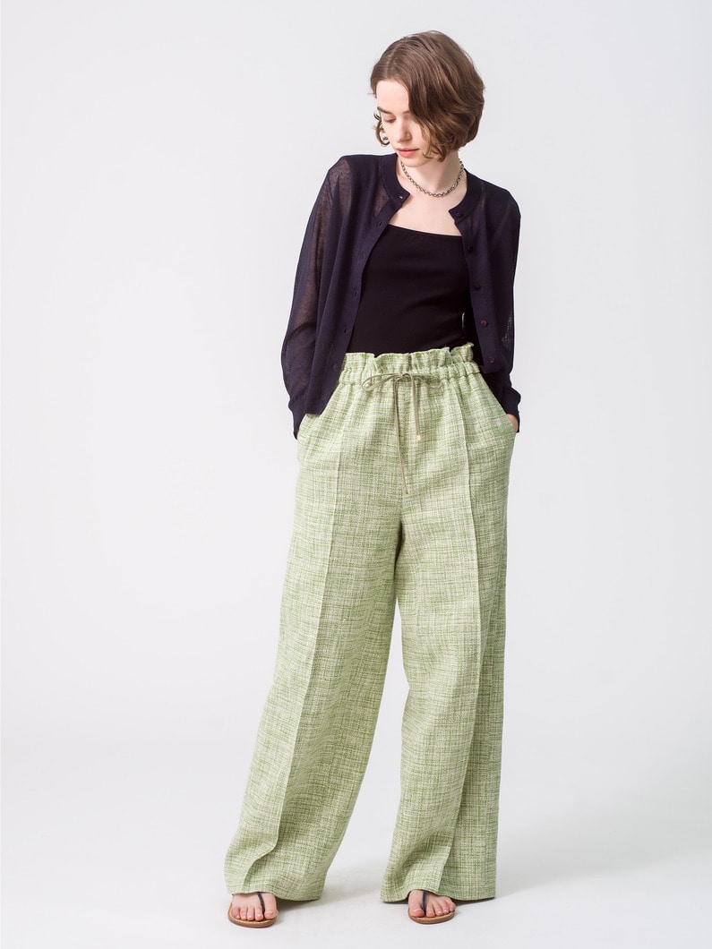 Collar Tweed Wide Pants (green)｜ebure(エブール)｜Ron Herman