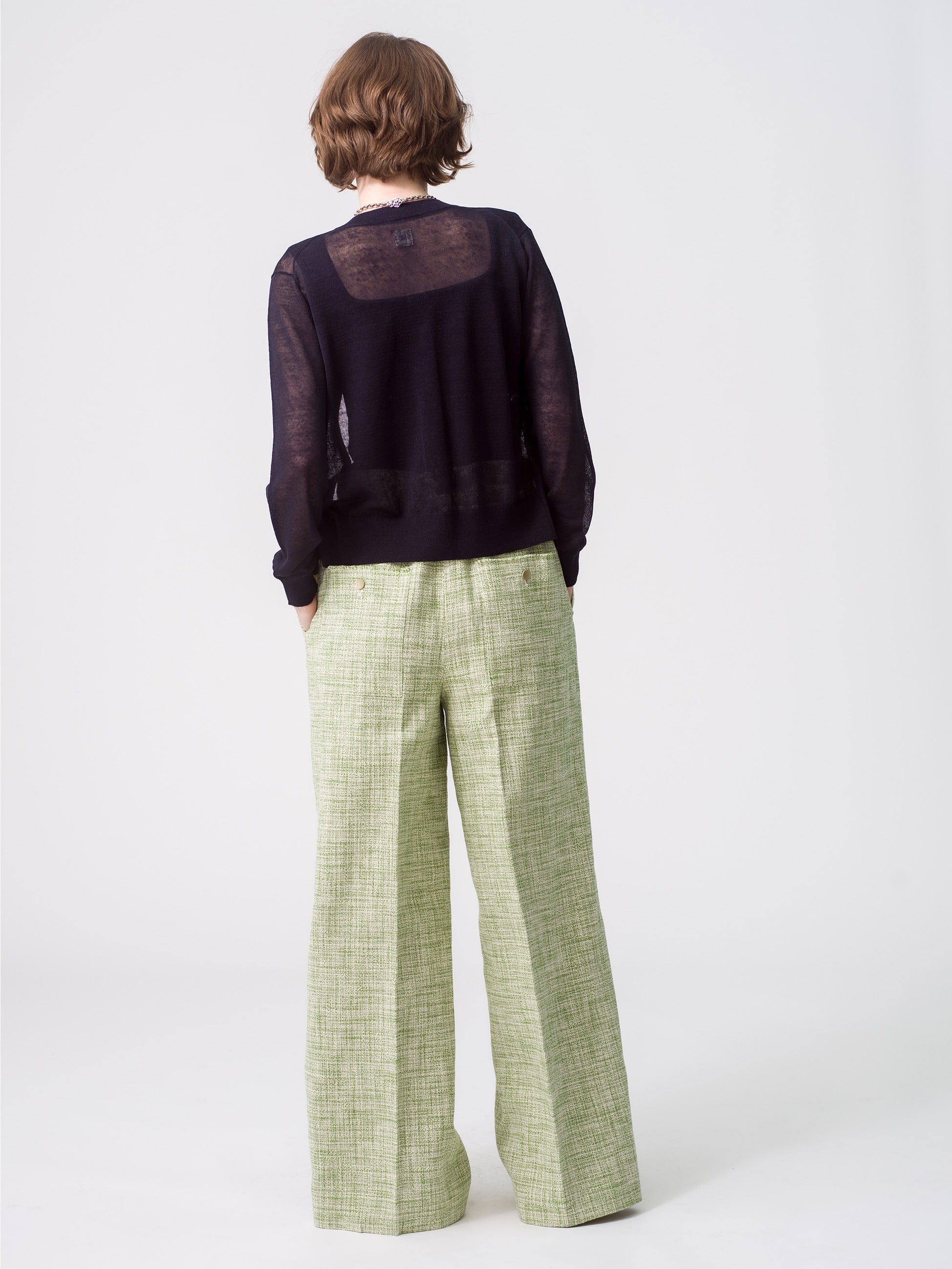 Collar Tweed Wide Pants (green)｜ebure(エブール)｜Ron Herman