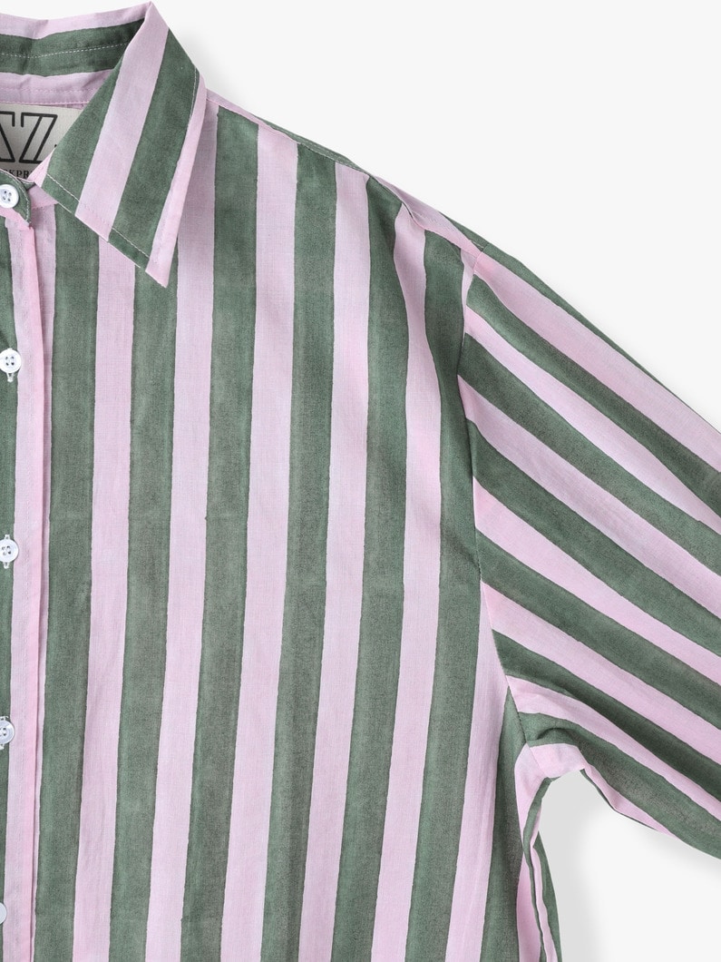 Thick Striped Oversized Button Down Shirt 詳細画像 pink 2
