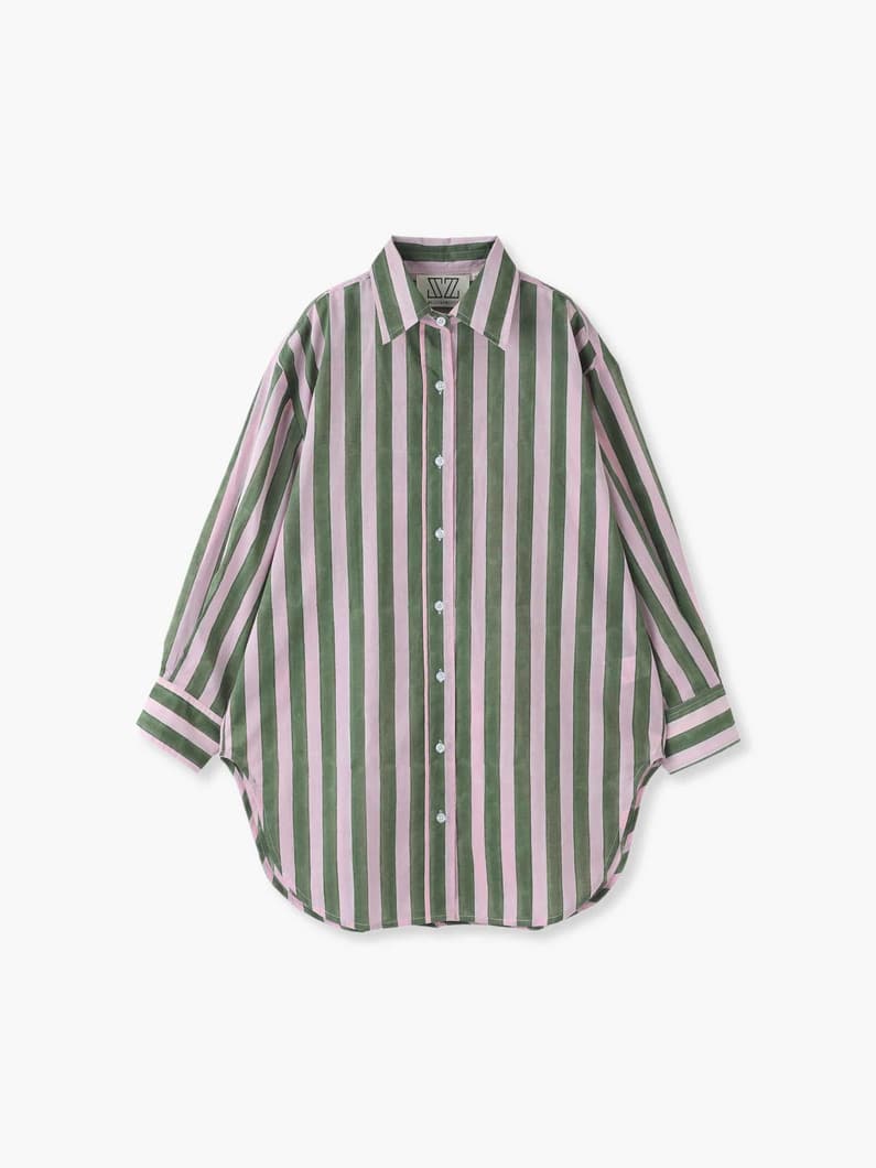 Thick Striped Oversized Button Down Shirt 詳細画像 pink 4