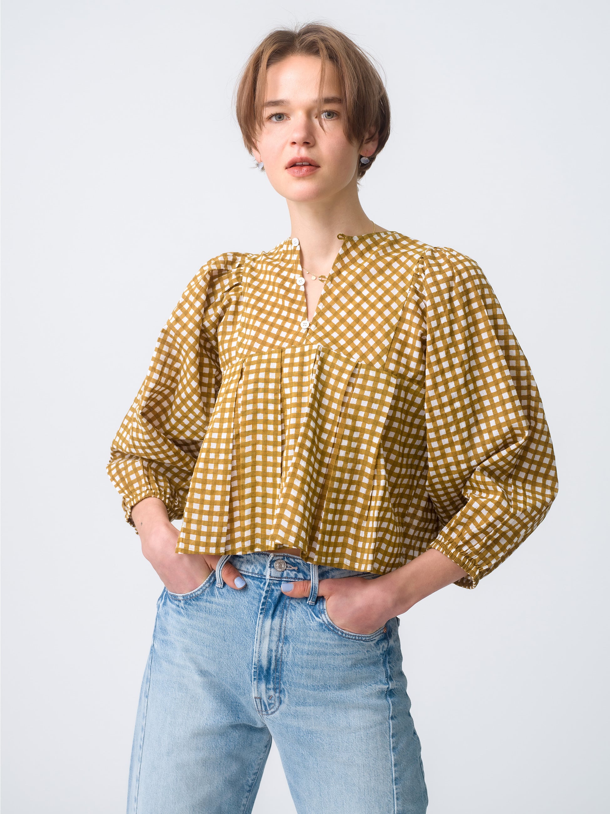 Eva Checkered Blouse｜SZ Blockprints(エスゼット ブロックプリント 