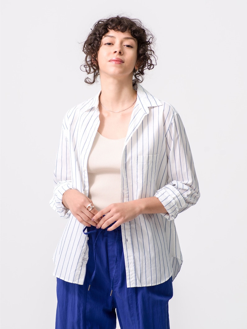 Eileen Cotton Linen Striped Shirt 詳細画像 white 1