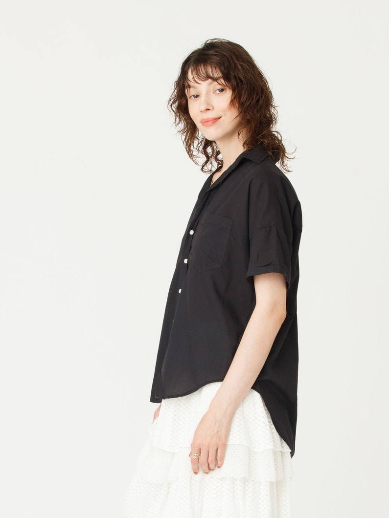 ローズ オーガニックコットン ボイル シャツ 詳細画像 black 2