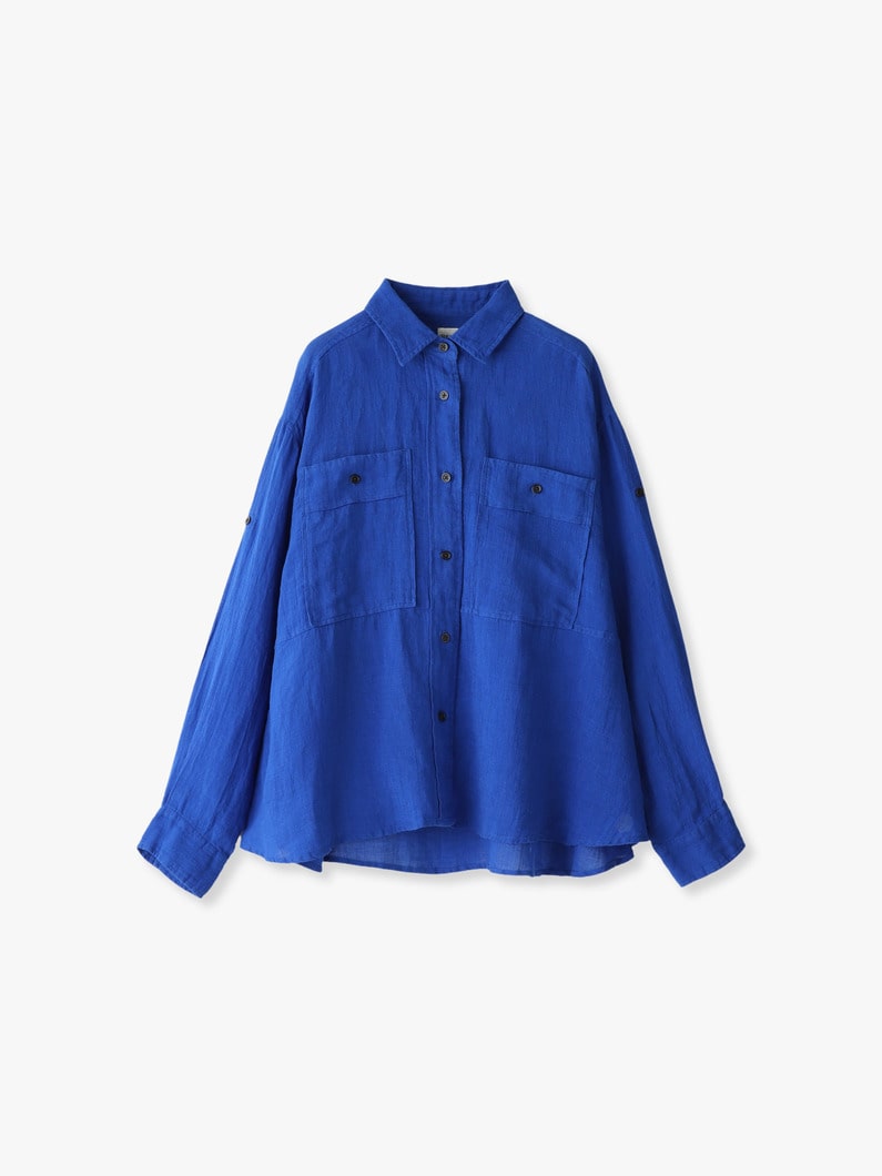 Linen Big Shirt 詳細画像 blue