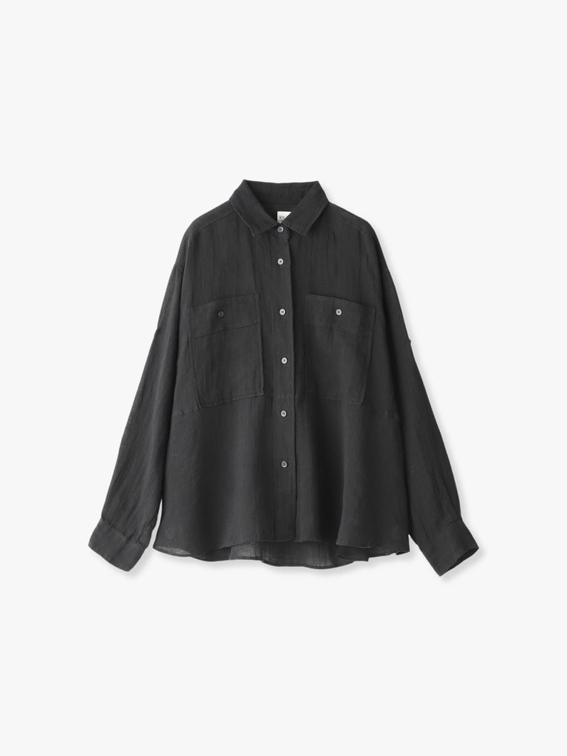 Linen Big Shirt 詳細画像 black 5