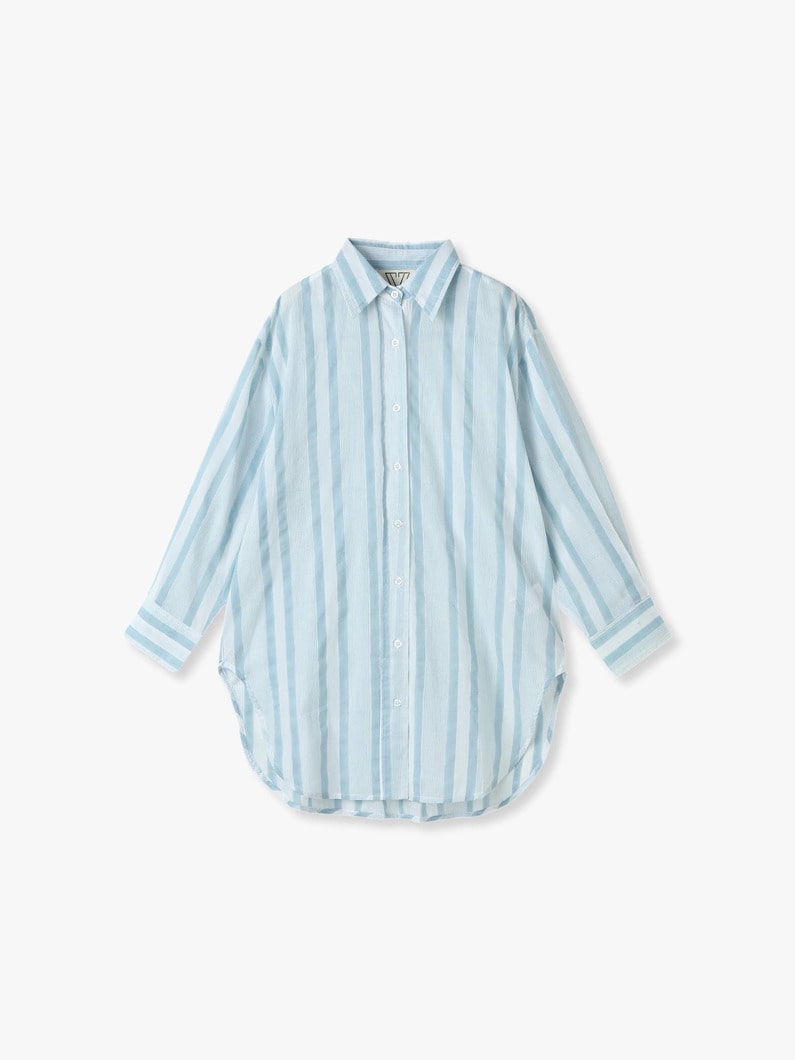 Seaside Striped Oversized Button Down Shirt 詳細画像 light blue 6
