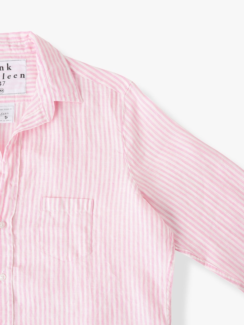 Eileen Striped Italian Linen Shirt (pink) 詳細画像 pink 2