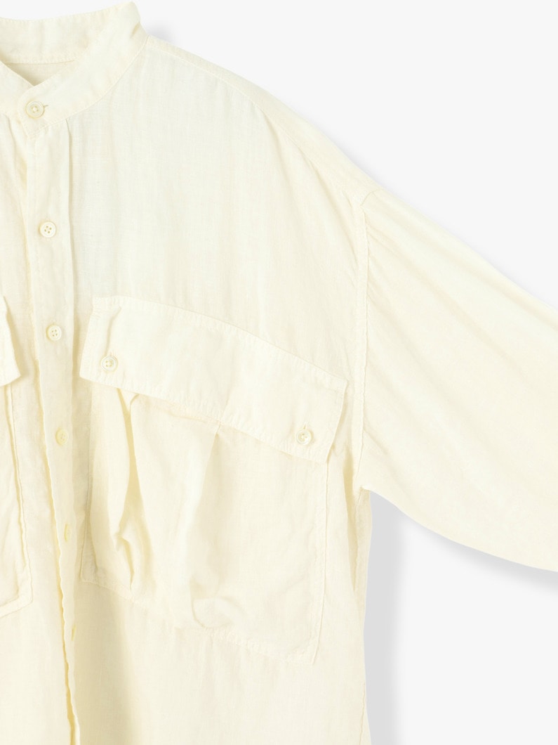 Organic Linen Band Collar Shirt  詳細画像 white 2
